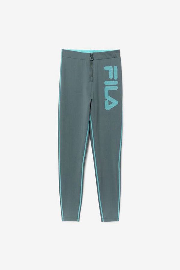 Fila Harleen High Rise Logo With Zipper Women's Leggings - Blue Turquoise,NZ 276-65328